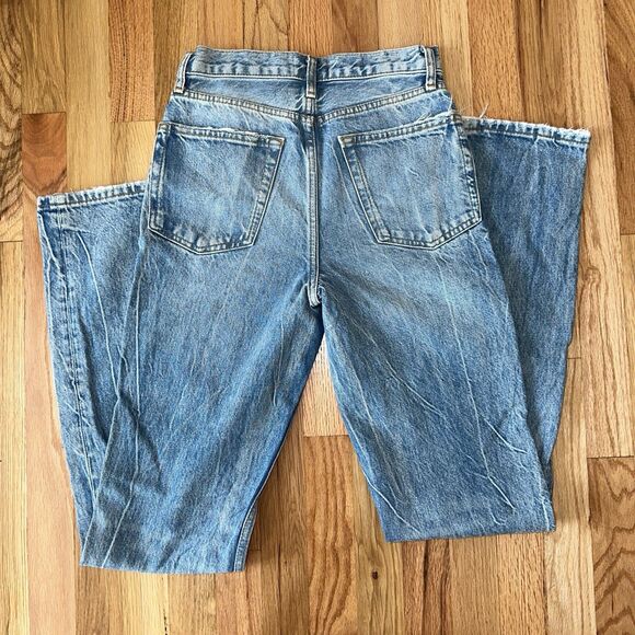 ZARA The Straight Full Length Jeans Size 25 US 0 – Faded Blue High Rise REF 6840 - Picture 3 of 5